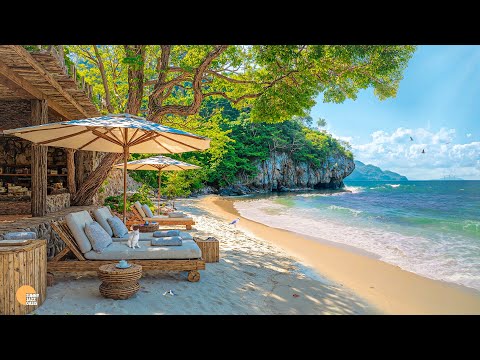 Beach Cafe Ambience - Bossa Nova Jazz Music & Ocean Waves Sounds for a Joyful New Day