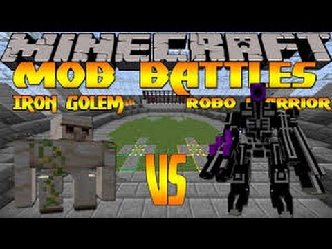 minecraft battle iron golem vs robo warrior