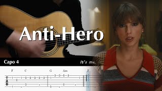 Anti-Hero - Taylor Swift - Fingerstyle Guitar TAB Chords