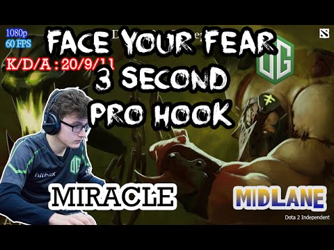 Dota 2 Pro Gameplay | OG Miracle Play As Pudge | Face Your Fear, 3 Second Pro Hook!!