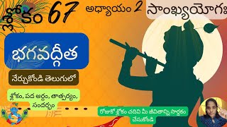 Bhagavad Gita chapter 2 verse 67||sankyayoga|| భగవద్గీత 2వ అధ్యాయం శ్లోకం 67|| divine touch telugu