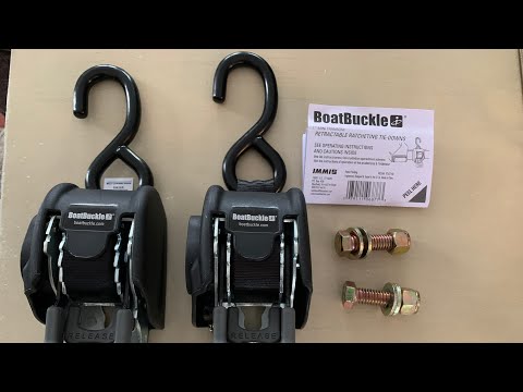 BoatBuckle Mini -  Ratcheting Transom Tie Down Straps Install