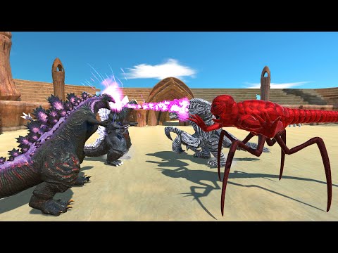 Shin Godzilla And Space Godzilla vs Orga And Titanus Red - Animal Revolt Battle Simulator
