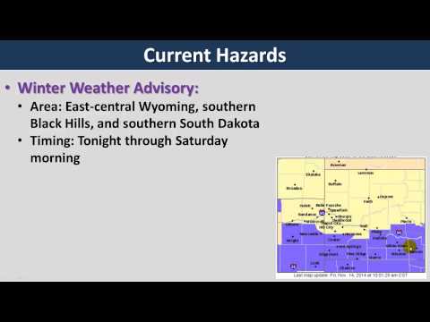 Snow moving across ern WY and srn SD tonight & Saturday