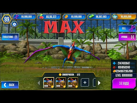 UNLOCK MAX LEVEL 999 DIMORPHODON X3 MAXED (JURASSIC WORLD).