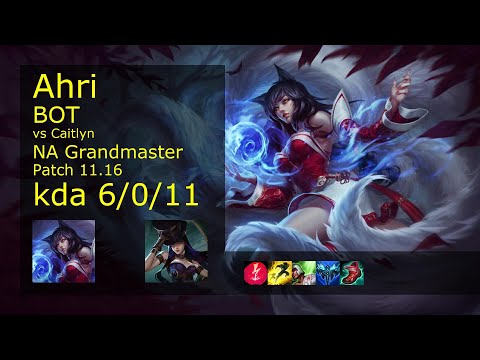 Ahri Bot & Pyke vs Caitlyn & Leona - NA Grandmaster 6/0/11 Patch 11.16 Gameplay