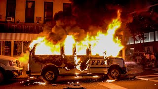 **NYC RIOT MAYHEM** 4 NYPD CARS BURN &amp; EXPLODE &amp; Protestors Block FDNY - Cop Reported Trapped Inside