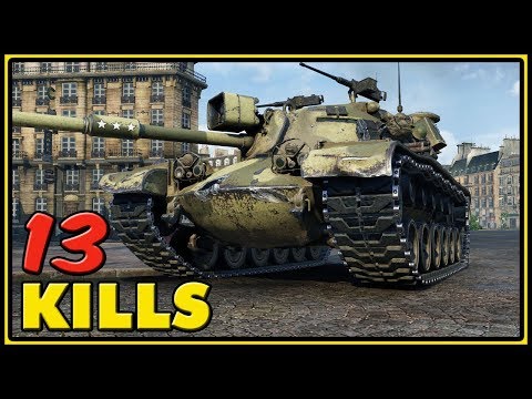 M48A1 Patton - 13 Kills - 1 VS 7 - World of Tanks Gameplay