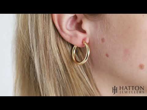 9ct Yellow Gold Round Twist Design Hoop Earrings - 58mm