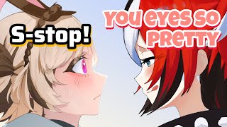 Gigi BLUSHED deeply when Bae approached her. #hololiveenglish 
