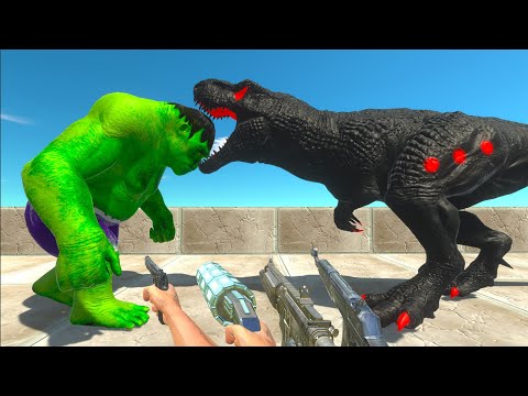 FPS PERSPECTIVE AND HULK GORO vs DARK T-REX DEATH RUN - Animal Revolt Battle Simulator