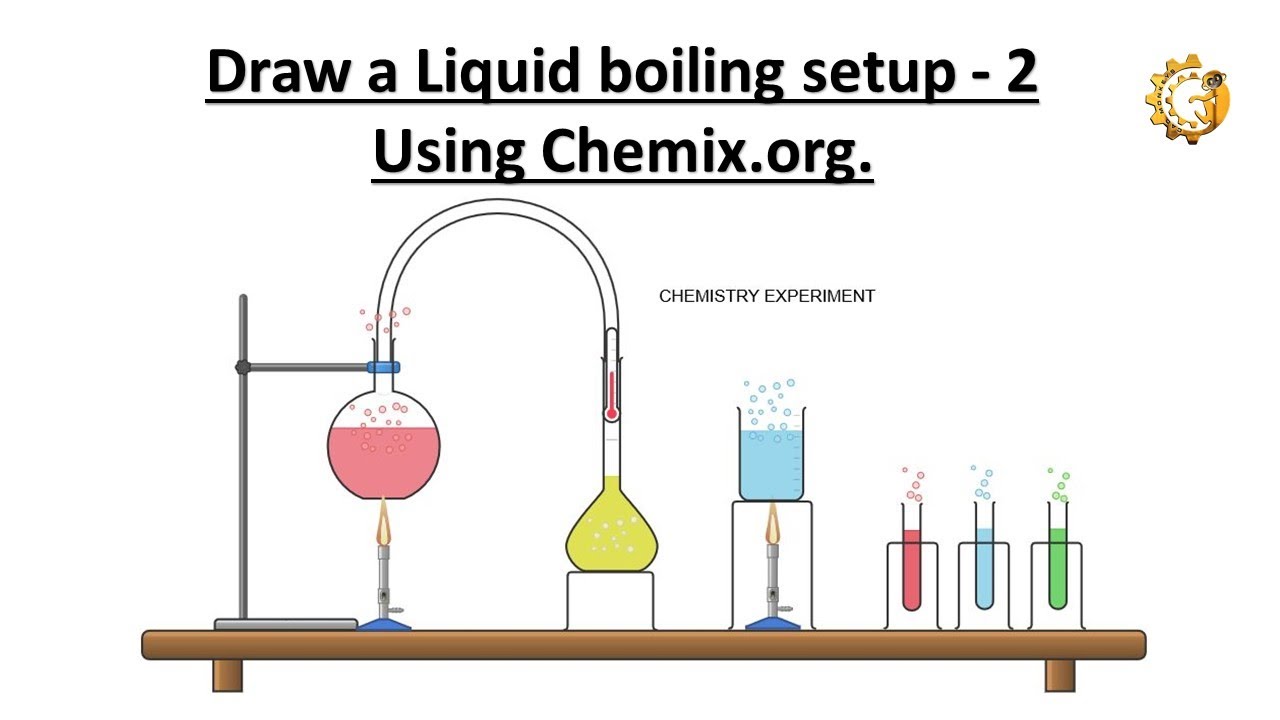 Draw a Liquid boiling setup -2 using  Chemix.org.