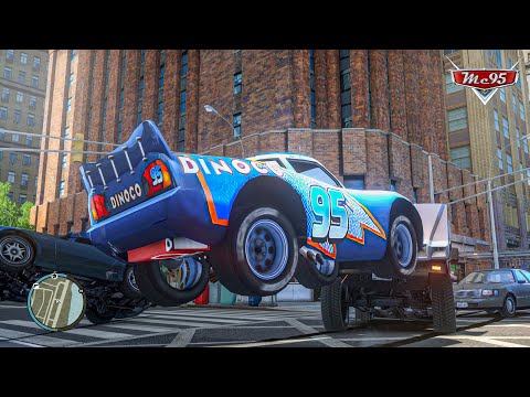 Crazy Rayo Lightning McQueen Dinoco Car Crashes Ep.49 - GTA 4