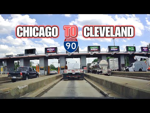 Road trip from Chicago , Illinois to  Cleveland ,Ohio , I90 , I80 , Chicago Skyway Toll Bridge