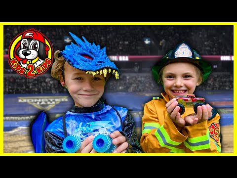 Monster Jam Trucks COME ALIVE! ❄️ Ice Dragonoid vs 👩‍🚒 Radical Rescue (ft Color Change Grave Digger)