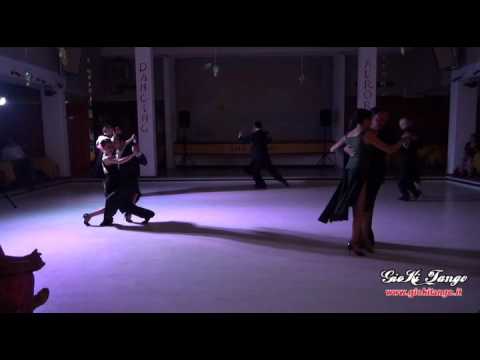  Paula Ballesteros,    Leonardo Barri,    Valeria Maside,    Anibal Lautaro,    Giovanna Di Fazi,    Andrea Degani,    Thierry Guardiola,    Denise Guardiola,    Elisa Corsino,    and  Daniele Morait  are  dancing  to  the  tango  "  La Cumparsita  "  in  2015