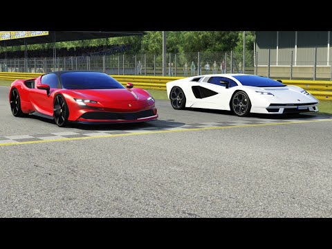 Ferrari SF90 Stradale 2021 vs Lamborghini Countach LPI 800-4 2022 at Monza Full Course