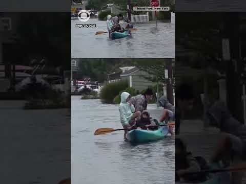 East Coast residents spotted paddling through flooded neighborhoods amid nor’easter #shorts