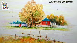 Learn How to draw and Coloring A Lovely Scenery For Beginners Step by Step