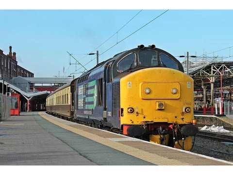 DRS 37682 thrashing out of Crewe working 5Z30 Derby to Crewe H.S 12/10/2014