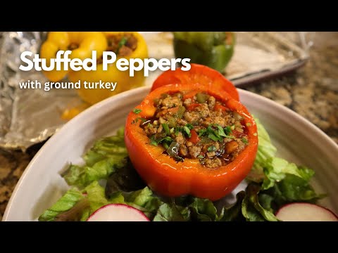 Ground Turkey Stuffed Peppers Recipe | Healthy Lunch/Dinner