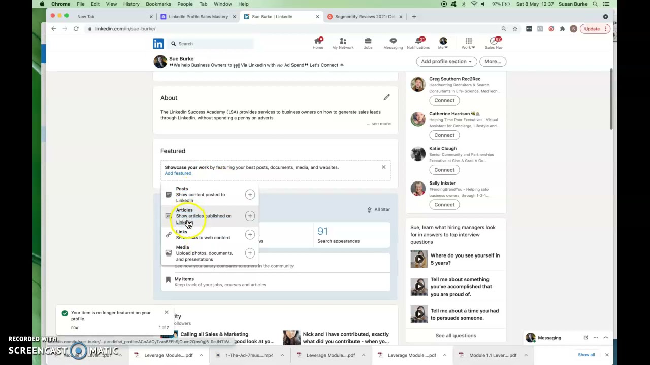 How to add PDF, Presentation, website to Linkedin