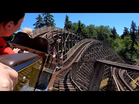 On-ride point of view of Timberhawk: Ride of Prey