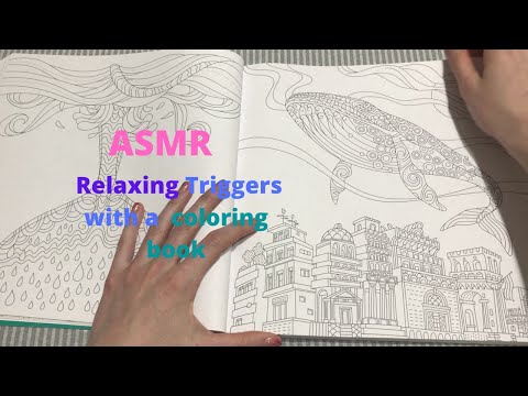 ASMR Very relaxing triggers with a coloring book (slow page turning, tapping) (No Talking)