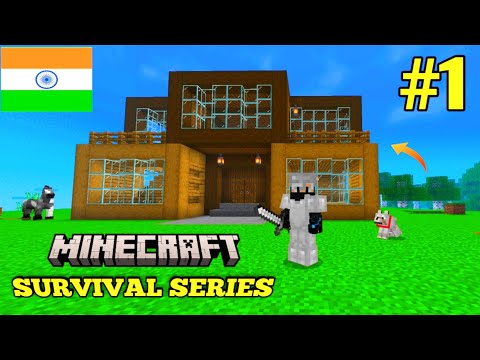 Minecraft Pe Survival series EP-1 in Hindi 1.19 | I made survival house & iron armour | #minecraftpe