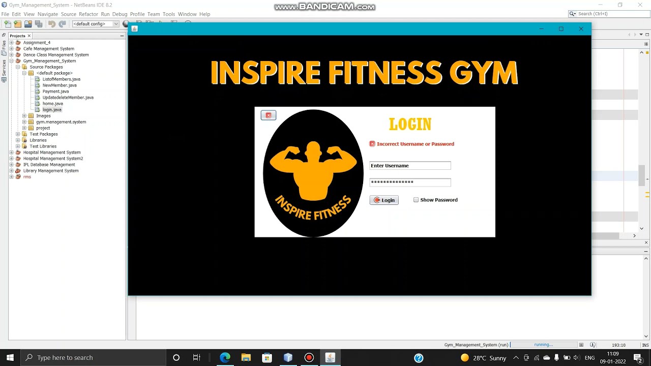 DBMS Mini Project(GYM Management System) with Netbeans /MYSQL/Java Swing source code in description.