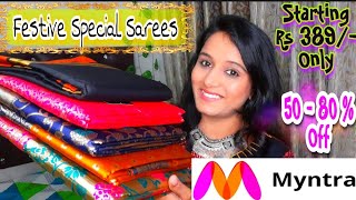 Myntra Saree Haul 2021 | Teej & Rakhi Special Sarees | Festive Sarees Starting Rs 389/- Only