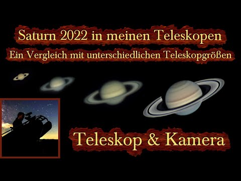 Saturn 2022 - ein Vergleich mit unterschiedlichen Teleskopgrößen (Astronomie)