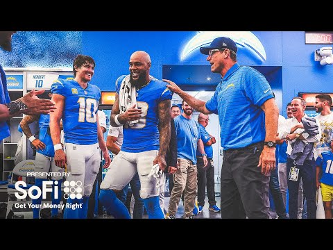 Jim Harbaugh Locker Room Victory Speech Vs Broncos | LA Chargers