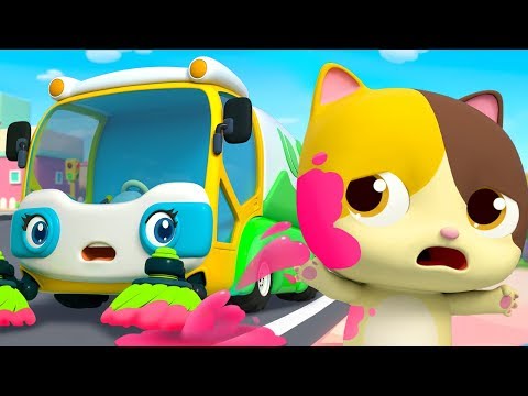 Street Sweeper's Colorful Water | Fire Truck, Police Car | Nursery Rhymes | Kids Songs | BabyBus