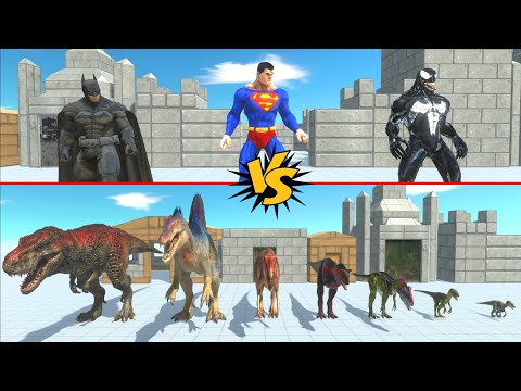 DC COMICS vs CARNIVORE DINOSAURS - Animal Revolt Battle Simulator