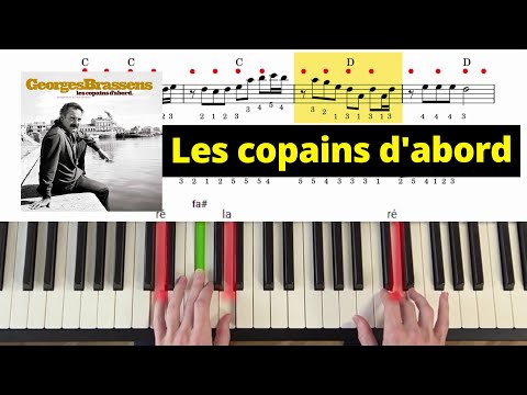 Joue Les copains d'abord au piano (2 versions : débutant et avancée)
