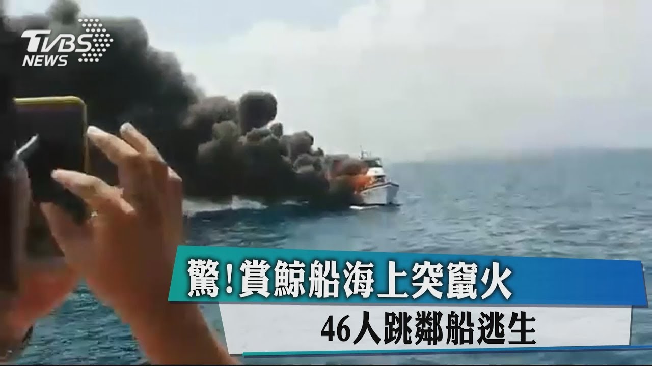 驚！賞鯨船海上突竄火　46人跳鄰船逃生