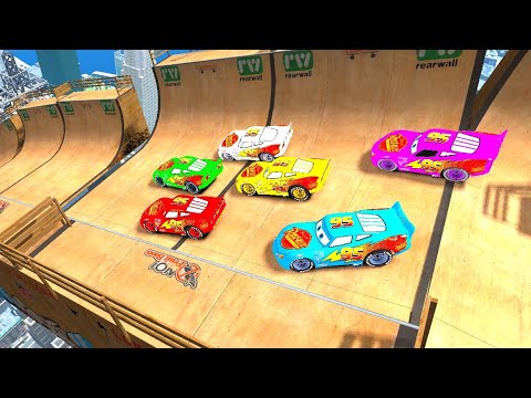 GTA IV Niko McQueen Huge Ramp Jumps Testing - Color Cars Mods - GTA 4 Physics