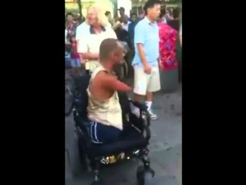Armless Legless man fights another man for stealing from him