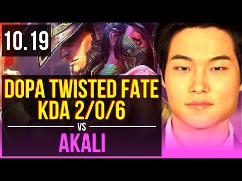 Dopa TWISTED FATE vs AKALI (MID) | Rank 5 Twisted Fate, KDA 2/0/6 | KR Challenger | v10.19