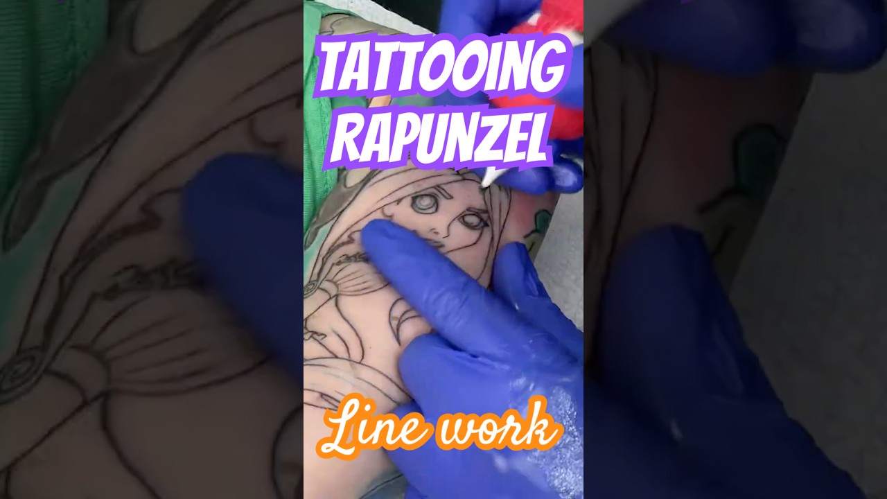 Tattooing Rapunzel  from disneys Tangled part 1 #rapunzel ￼ #tattoo #disney #art #mermaid