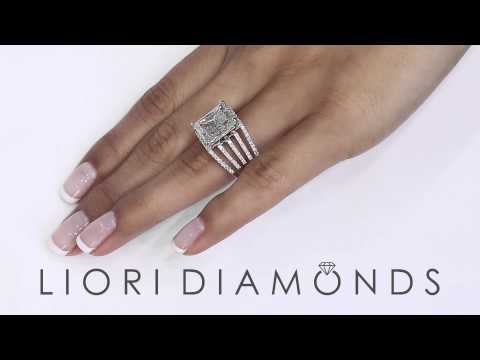 ER-1235 - 7.88 Carat H-I1 Certified Princess Cut Diamond Engagement Ring 14k White Gold