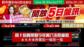 0123【甜心盤後節目】【把握機會參與５日設訊】賀！欣興榮登第八支長輩股！金馬奔騰長輩股一檔接一檔