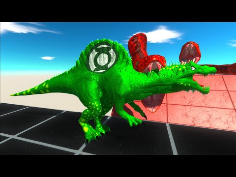 GREEN LANTERN SPINOSAURUS vs DEADLY SNAKE ROAD CHALLENGE - Aimal Revolt Battle Simulator