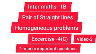 pair of straight lines important questions