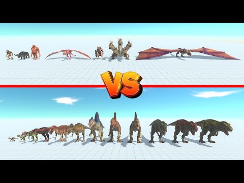 Dragon Team Vs T-Rex Team - Animal Revolt Battle Simulator