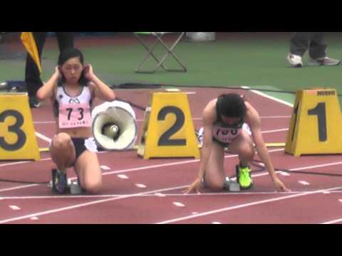 陸上日本ｲﾝｶﾚ Women 100m SF-2 準決勝-2 日本学生陸上競技個人選手権大会 2015.6.14
