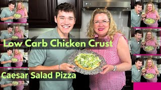 Low Carb Chicken Crust Caesar Salad Pizza
