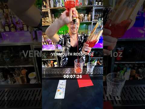⏱️Challenge!!! How to make Negroni in 20 seconds!🔥 #flairbartending