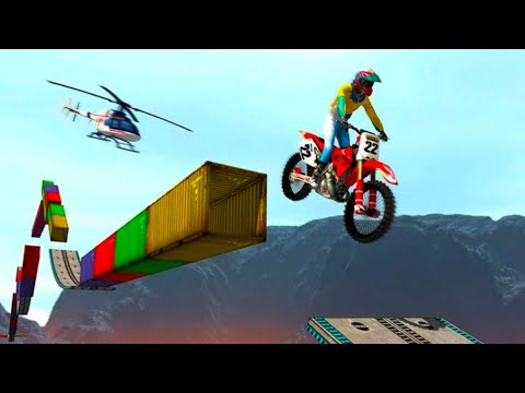 Impossible Moto Bike Tracks 3D - Blue Motobike Driving Stunts Levels 10 to 11 Completed GamePlay #2